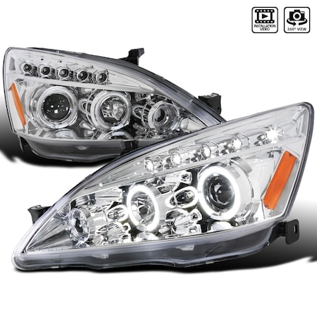 Spec-D Tuning 03-07 Honda Accord Halo LED Projector Chrome 2LHP-ACD03-TM